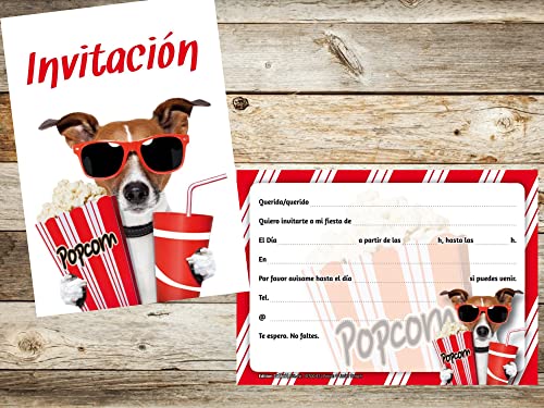 Edition Colibri 10 Invitaciones cumpleaños infantil en español “CINE“: Juego de 10 invitaciones con un perro divertido (10700 ES)