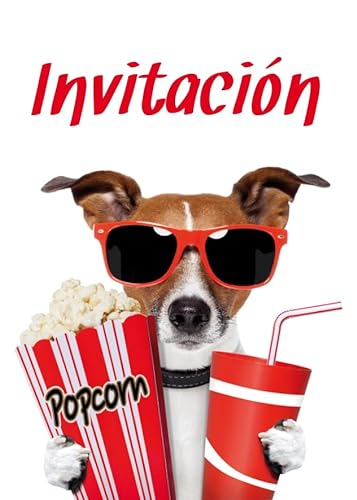 Edition Colibri 10 Invitaciones cumpleaños infantil en español “CINE“: Juego de 10 invitaciones con un perro divertido (10700 ES)