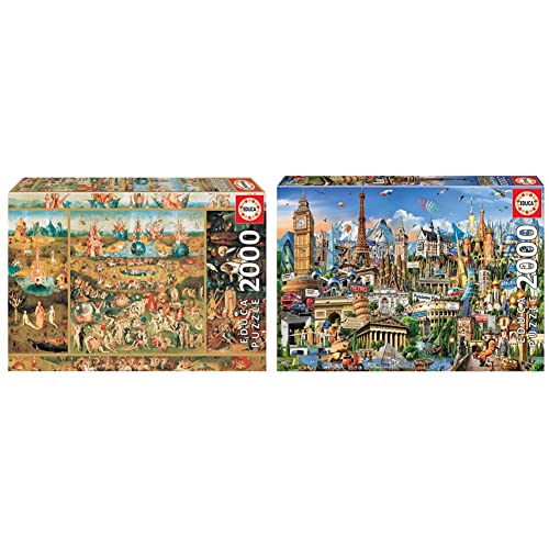 Educa - El Jardín de Las Delicias Puzzle, 2000 Piezas, Multicolor (18505) & Símbolos de Europa Puzzle, 2000 Piezas, Multicolor (17697)