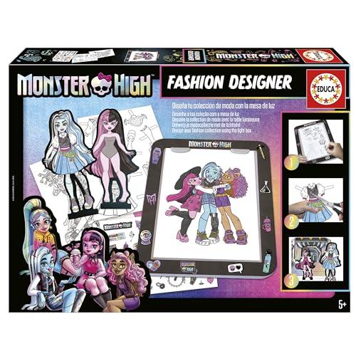 Educa - Monster High Fashion Designer | CREA infinitos diseños y Combinaciones con la Mesa de luz, Presume de Looks desfilando Tus Monster High en el Desfile de Moda. A Partir de 5 años (19826)