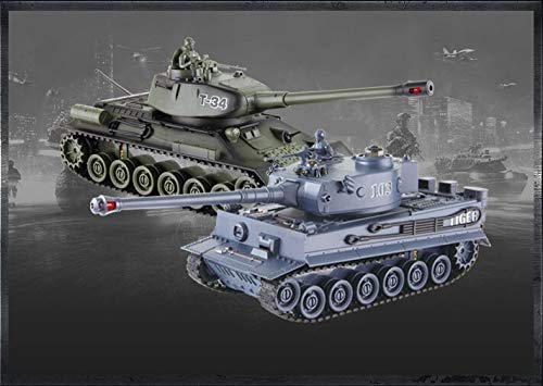 efaso 2 tanques teledirigidos 1:28 Tiger Panzer & T-34 con sistema de combate por infrarrojos integrado, tanque RC de 2,4 GHz con función de disparo/modelo de tanque teledirigido