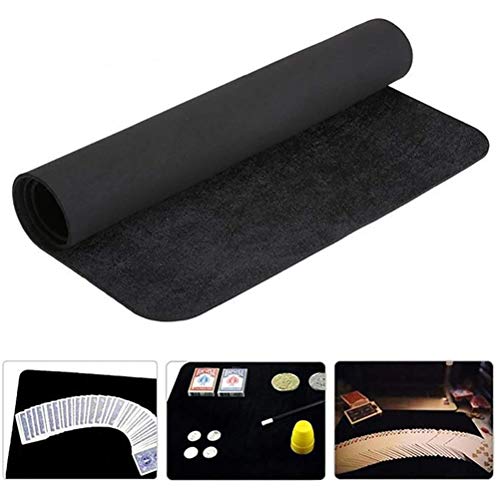 Egujiwa Almohadilla Mágica, Alfombrilla Profesional Negra para Baraja de Cartas de Póquer, Accesorios Mágicos de Primer Plano para Trucos de Cartas e Ilusiones de Monedas (Negro3)