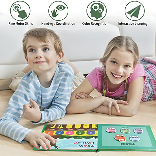 EKKONG Quiet Book, Busy Book Montessori Libros de Pegatinas Infantiles Rompecabezas Juegos Educativos para Niños Desarrollar Habilidades de Aprendizaje (Transporte)