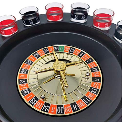 EKNA® Juego de ruleta para beber (juego de ruleta) – Accesorios para fiestas – Ruleta juego de bebidas – Disco de ruleta con 2 vasos de chupito de 8 ruletas