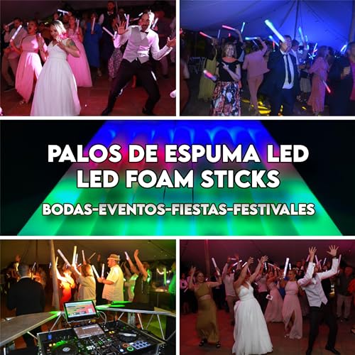 EL FUTBOLIN Palos Luminosos de Espuma LED | Pack de 30 | 47cm | Palos de luz | Palos Luminosos Led | Boda | Barras de Luz para Fiestas |