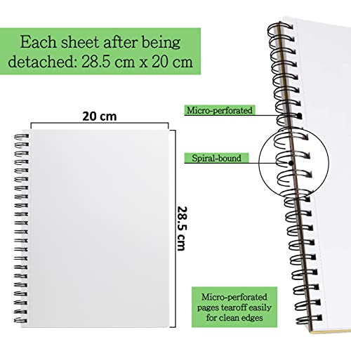 Elan Cuaderno de Técnicas Mixtas A4, 30 Hojas Italiano 250gsm Papel, Bloc de Mix Media, Cuaderno Mix Media A4, Bloc Mixed Media Espiral Encuadernado, Mixed Media Book A4, Bloc Dibujo Multitecnicas