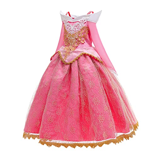 Emin Niña Vestido de Princesa Aurora Disfraz de Bella Durmiente con Accesorios Vestido de Princesa de Cuento de Hadas Cumpleaños Cosplay Halloween Navidad Carnaval Bautizo Vestirse