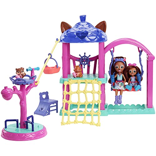 Enchantimals City Tails Parque de juegos de Sabine y Seneca Squirrel Dos muñecas con mascotas ardilla y set de juego con accesorios, juguete de regalo +4 años (Mattel HHC16)