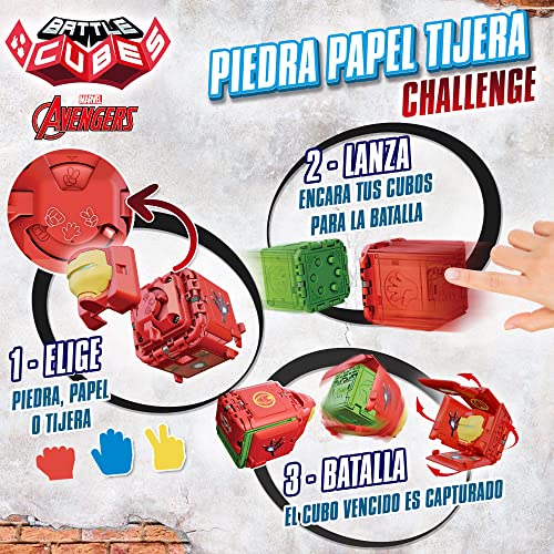 Eolo 85416 - Battle Cubes Marvel Thor vs Ironman, Juego piedra, papel y tijera, Juguete Spiderman, A partir de 5 años, Combate de cubos, Juguete superheroes, Juguetes y regalos para niños