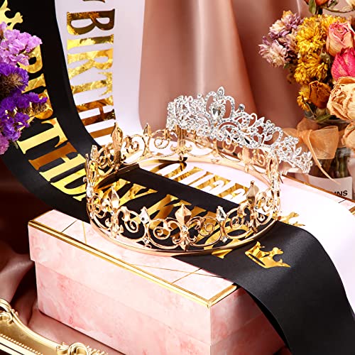 Eowppue Corona de cumpleaños rey y reina con cinturón para hombres y mujeres - Accesorios para fiestas y regalos de cumpleañosdisfraz