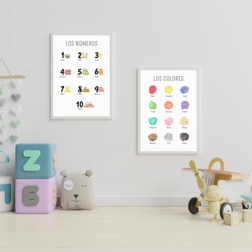 EQUIK PRODUCTS Póster Educativo | Cuadros Infantiles | Decoración Habitación Niños | Material Aprendizaje Preescolar | Láminas Decorativas (DIN A4, Alfabeto, Números, Colores, Formas)