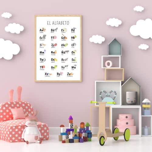 EQUIK PRODUCTS Póster Educativo | Cuadros Infantiles | Decoración Habitación Niños | Material Aprendizaje Preescolar | Láminas Decorativas (DIN A4, Alfabeto, Números, Colores, Formas)