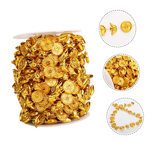 ERINGOGO 2 Rollos Camas De Plástico Cuerda De Adorno De Cinta Dorada Cinta De Monedas Chinas Moneda De Abundancia De Año Dinero Feng Shui Calendario Lunar Novia El Plastico Afortunado