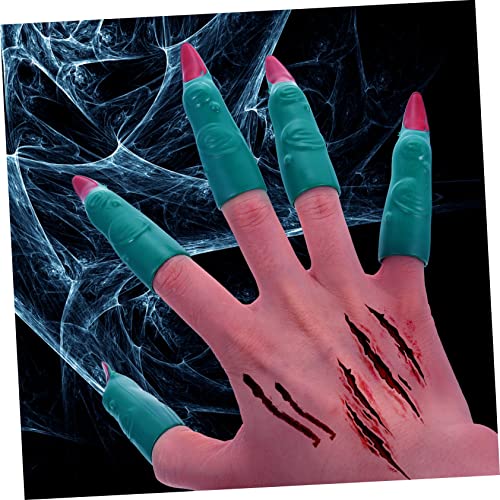 ERINGOGO 24 Uds Kit De Uñas De Halloween Ropa Punk Disfraces De Halloween Trajes De Juego De rol Uñas Falsas De Bruja Dedos De Bruja De Halloween Dedos De Brujas Marcianas Accesorios De