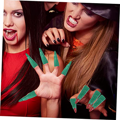 ERINGOGO 24 Uds Kit De Uñas De Halloween Ropa Punk Disfraces De Halloween Trajes De Juego De rol Uñas Falsas De Bruja Dedos De Bruja De Halloween Dedos De Brujas Marcianas Accesorios De