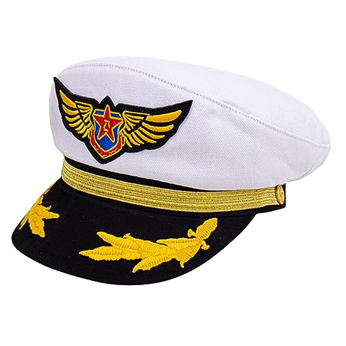 ERINGOGO Gorra Azul Marino Sombrero De Marinero Sombrero De Capitán Vestuario a La Moda Sombrero De Disfraz De Avión Gorra Marinera Niños Algodón Ropa De Ninos Blanco De Las Mujeres Adulto