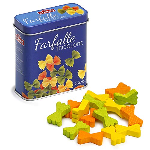 Erzi-7.1 x 3.1 x 8.1 cm Wooden Grocery Shop Pasta Farfalle in a Tin Playset Madera Lata, 2.8 x 1.2 x 3.2 Pulgadas, Multicolor, (17176)