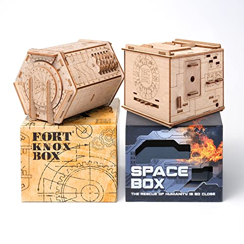 ESC WELT Double Trouble Set – Escape Room Game Adultos – Rompecabezas de juegos para adultos – Rompecabezas de madera para adultos – Caja de regalo – Caja de regalo – Escape Game Knobelbox