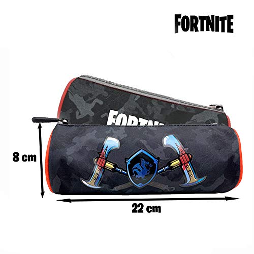 Estuche Escolar - Fortnite - Black Knight - Gamer Case - Diseño Redondo - Portatodo con 1 Compartimento - Interior Forrado y Cierre de Cremallera - 8 × 8 × 22 cm - Toybags