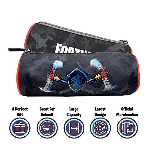 Estuche Escolar - Fortnite - Black Knight - Gamer Case - Diseño Redondo - Portatodo con 1 Compartimento - Interior Forrado y Cierre de Cremallera - 8 × 8 × 22 cm - Toybags