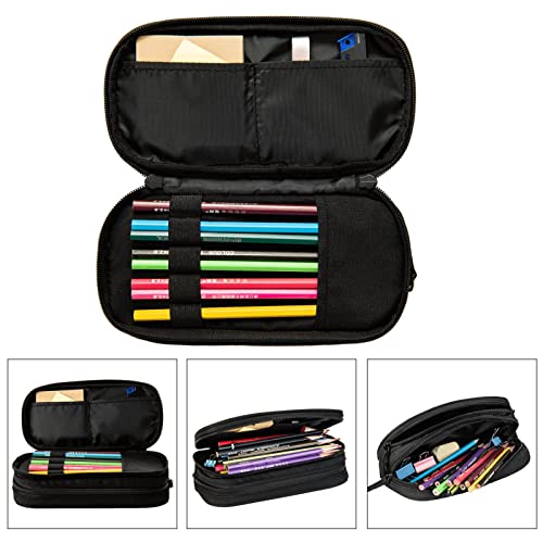 Estuche organizador con cremallera, color negro, tótem maya, símbolo dorado