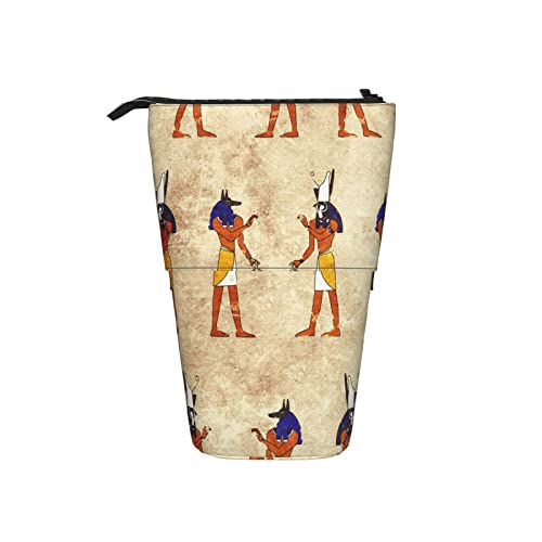 Estuche telescópico Anubis y Horus para lápices, bolsa para bolígrafos de pie, imágenes de dioses egipcios, diseño Vintage de civilización antigua, organizador de lápices bonito, bolsa de lápices port