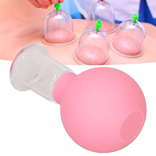 Eujgoov Ventosas Faciales de Vidrio, Ventosas Faciales, Ventosas de Silicona, Ventosas de Masaje, Copas Anticelulíticas Flexibles para Ojos, Cara, Cuerpo, Masajeador Linfático (Rosa No.