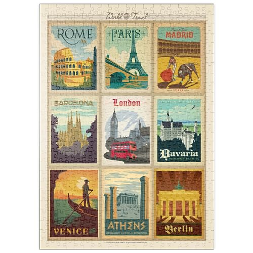 Europa Viajes, Collage, Póster Vintage - Premium 500 Piezas Puzzles - Colección Especial MyPuzzle de Anderson Design Group