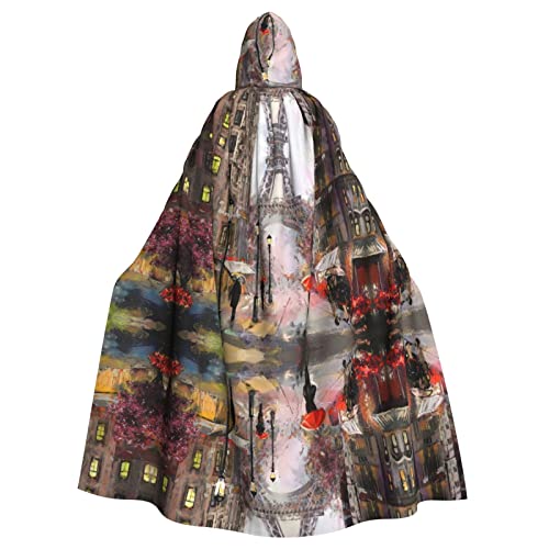 FAIRAH Rainy Street In Paris - Capa estampada con capucha para Halloween, ropa para adultos