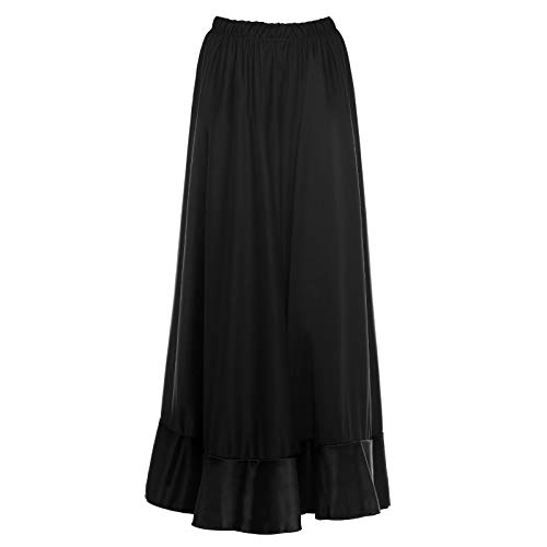 Falda Flamenca Mujer Larga Negra Volante Simple [Tallas Adulto S a XXL]【Talla XL】 Ensayo Baile Danza Disfraz