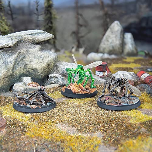 Fallout Wasteland Warfare: Creatures - Blood Bugs - 3 miniaturas de resina sin pintar, RPG, incluye bases escénicas, figuras de escala de 32 mm, miniaturas de juego de rol de mesa, gris