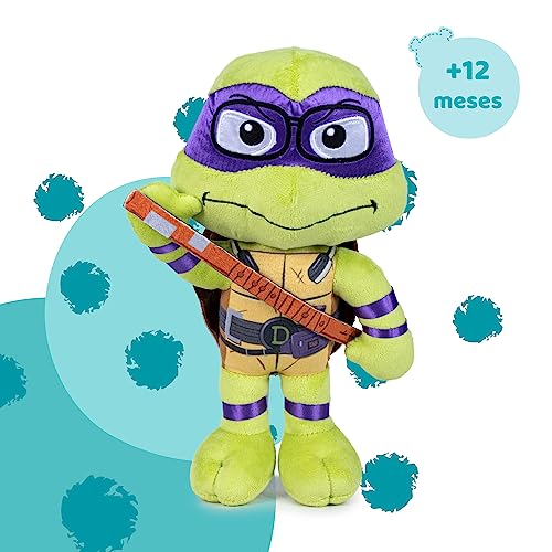 Famosa Softies - Peluche Donatello de las Tortugas Ninja, personaje de la película caos mutante, mide 30cm, con máscara morada y detalles, para regalar a niños y niñas de cualquier edad (760022775)