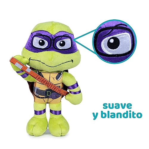 Famosa Softies - Peluche Donatello de las Tortugas Ninja, personaje de la película caos mutante, mide 30cm, con máscara morada y detalles, para regalar a niños y niñas de cualquier edad (760022775)