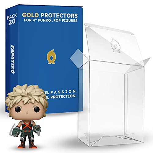 Fanatiko Pack de 20 Protectores Gold para Funko Pop 4"- Funda Funko Pop de 0,5mm Grosor - Mantén Tus Funko Pop Impecables con tu Protector Funko Pop - Funko Pop Protector con Film Anti arañazos.