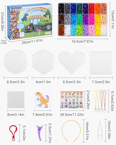 FAOKZE Juego de 6300 cuentas para planchar, con caja de almacenamiento, 24 colores, juego de cuentas para cumpleaños, Navidad, regalo para niños, bricolaje (5 mm)