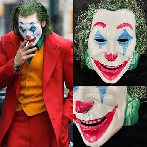 Fartoni Mascara Joker O Payaso Asesino. Careta Joker Halloween Con Pelo Verde. Mascaras Terror Para Halloween Sonrisa De Joker. Mascara Purga Halloween Terrorifica.