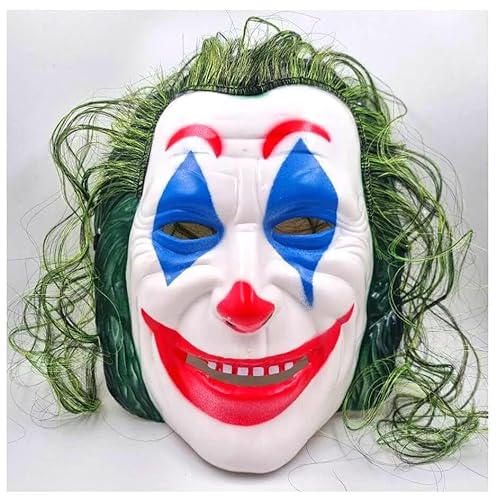 Fartoni Mascara Joker O Payaso Asesino. Careta Joker Halloween Con Pelo Verde. Mascaras Terror Para Halloween Sonrisa De Joker. Mascara Purga Halloween Terrorifica.