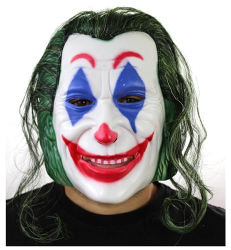 Fartoni Mascara Joker O Payaso Asesino. Careta Joker Halloween Con Pelo Verde. Mascaras Terror Para Halloween Sonrisa De Joker. Mascara Purga Halloween Terrorifica.