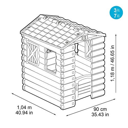 FEBER - Camping Cottage, cabaña de Juegos, una casita de Juguete Inspirada en la Naturaleza y con Aspecto de Madera, con Ventanas y Puerta abatibles,niños y niñas a Partir de 1año, Famosa (FEB05000)