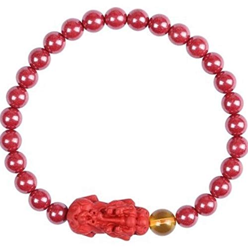 Feng Shui Riqueza Pixiu Pi Yao Pulsera Roja for Mujer Cuentas de Cinabrio Cuentas de Buda Pulsera Pulsera Elástica Cristal Atraer Dinero Fuerte Talismán Amuleto,Rojo,8MM ( Color : Rot , Size : 8MM )