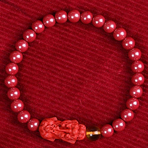 Feng Shui Riqueza Pixiu Pi Yao Pulsera Roja for Mujer Cuentas de Cinabrio Cuentas de Buda Pulsera Pulsera Elástica Cristal Atraer Dinero Fuerte Talismán Amuleto,Rojo,8MM ( Color : Rot , Size : 8MM )