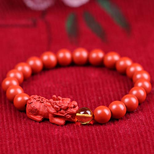 Feng Shui Riqueza Pixiu Pi Yao Pulsera Roja for Mujer Cuentas de Cinabrio Cuentas de Buda Pulsera Pulsera Elástica Cristal Atraer Dinero Fuerte Talismán Amuleto,Rojo,8MM ( Color : Rot , Size : 8MM )