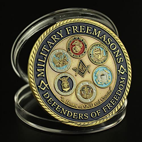 FENGJJ Moneda de Recuerdo de francmasón de los Estados Unidos, francmasón Militar defensores de la francmasón, Regalo Coleccionable, Moneda Conmemorativa chapada en Oro, Valor predeterminado