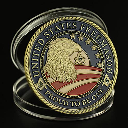 FENGJJ Moneda de Recuerdo de francmasón de los Estados Unidos, francmasón Militar defensores de la francmasón, Regalo Coleccionable, Moneda Conmemorativa chapada en Oro, Valor predeterminado