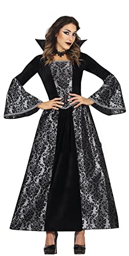 FIESTAS GUIRCA Disfraz de Vampiresa Glamurosa - Vestido Condesa Vampiro Plateado y Negro Disfraz Halloween Mujer Talla 36-38 S