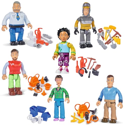 Figura de juego articulada de Sam Bombero Personajes de cápsula – los 6 personajes – Capitán de Bomberos Steele, Dylis Price, Arnold McKinley, Moose Roberts, Mandy Flood y Fireman Sam