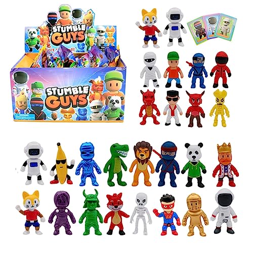 Figuras De Stumble Guys – 24 Piezas De Figuras De Stumble Guys con Tarjetas – Modelo Realista De Juguetes Stumble Guys – Kit De Modelo De Personajes De Mini Juegos Coloridos