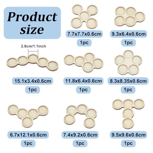 FINGERINSPIRE Paquete de 8 bandejas de movimiento de bases circulares de 25 mm, bandeja de madera de 5 agujeros, bandeja de formación de rango, bandeja de horda de 5 figuras, compatible con War of The