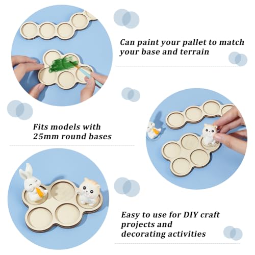 FINGERINSPIRE Paquete de 8 bandejas de movimiento de bases circulares de 25 mm, bandeja de madera de 5 agujeros, bandeja de formación de rango, bandeja de horda de 5 figuras, compatible con War of The