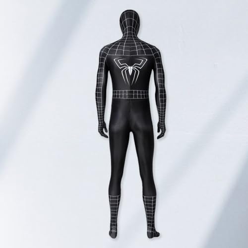 Fiorky Disfraz de Miles Morales para adultos, traje elástico de Spider-Man 3 Venom Cos, disfraz superior para fiesta de Halloween (negro, talla XL)